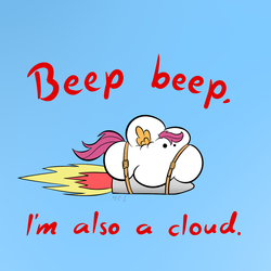 Size: 1540x1540 | Tagged: safe, artist:mr-1, scootaloo, g4, beep beep, cloud, scootaloo can't fly