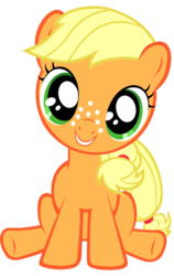 Size: 3528x5600 | Tagged: safe, artist:anevilzebra, applejack, earth pony, pony, g4, female, filly, foal, hatless, missing accessory, simple background, sitting, solo, transparent background, vector