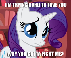 Size: 530x432 | Tagged: safe, edit, edited screencap, screencap, rarity, pony, g4, look before you sleep, artifact, caption, cropped, golden oaks library, image macro, sad face, solo, text