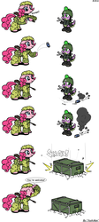 Size: 1048x2333 | Tagged: safe, artist:yoshiman1118, pinkie pie, spike, g4, call of duty, comic, parody