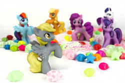 Size: 800x533 | Tagged: safe, applejack, derpy hooves, pinkie pie, rainbow dash, rarity, twilight sparkle, pony, g4, customized toy, female, irl, photo, toy