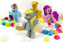 Size: 800x533 | Tagged: safe, applejack, derpy hooves, pinkie pie, rainbow dash, pegasus, pony, g4, customized toy, female, irl, mare, photo, toy