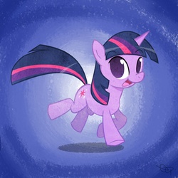 Size: 1080x1080 | Tagged: safe, artist:yikomega, twilight sparkle, pony, unicorn, g4, female, open mouth, solo, unicorn twilight