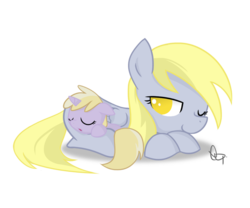 Size: 864x720 | Tagged: safe, artist:yikomega, derpy hooves, dinky hooves, pegasus, pony, g4, cute, equestria's best mother, female, mare
