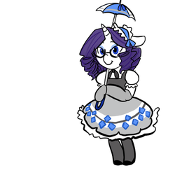 Size: 450x450 | Tagged: safe, artist:mt, rarity, semi-anthro, g4, clothes, female, glasses, maid, maidity, pantyhose, solo, umbrella