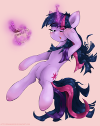 Size: 960x1200 | Tagged: safe, artist:brandarxiii, twilight sparkle, g4, bed mane, coffee, sleepyhead