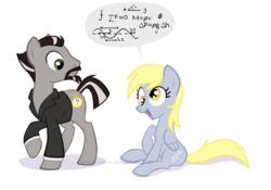 Size: 720x505 | Tagged: safe, artist:lissystrata, derpy hooves, pegasus, pony, g4, blazer, clothes, doctor who, facial hair, female, mare, math, roger delgado, simple background, the master, the unit master, transparent background