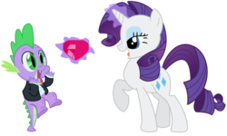 Size: 900x540 | Tagged: safe, artist:radspyro, rarity, spike, dragon, pony, unicorn, g4, female, fire ruby, male, mare, ship:sparity, shipping, simple background, straight, transparent background