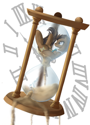 Size: 1800x2500 | Tagged: dead source, safe, artist:rainbowscreen, doctor whooves, time turner, pony, g4, clock, hourglass, male, sand, solo, stallion