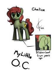 Size: 900x1216 | Tagged: safe, artist:valcron, oc, oc only, oc:chalice, earth pony, pony, cracked hoof, solo