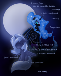 Size: 482x600 | Tagged: safe, artist:ambris, nightmare moon, princess luna, g4, duality, s1 luna