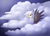 Size: 1400x1000 | Tagged: safe, artist:maplesunrise, gilda, griffon, g4, cloud, cloudy, female, night, solo, spread wings