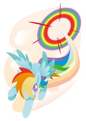 Size: 967x1365 | Tagged: safe, artist:runa, rainbow dash, pegasus, pony, g4, female, flying, mare, rainbow trail, sonic rainboom, spread wings, wings