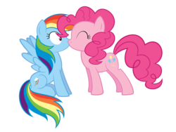 Size: 8000x6000 | Tagged: safe, artist:atmospark, pinkie pie, rainbow dash, earth pony, pegasus, pony, g4, .psd available, absurd resolution, duo, female, kiss on the lips, kissing, lesbian, mare, ship:pinkiedash, shipping, simple background, surprise kiss, surprised, transparent background, vector, wingboner
