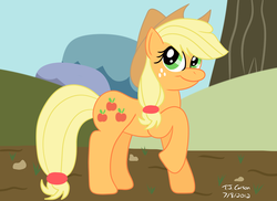 Size: 3510x2550 | Tagged: safe, artist:toonboy92484, applejack, earth pony, pony, g4, female, high res, raised hoof, solo