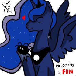 Size: 900x900 | Tagged: safe, artist:celine-artnsfw, princess luna, spider, g4, female, solo