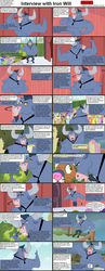 Size: 1282x3304 | Tagged: safe, amethyst star, blues, bon bon, caramel, carrot top, cherry berry, cloud kicker, coco crusoe, daisy, dizzy twister, doctor whooves, flower wishes, fluttershy, golden harvest, iron will, lemon hearts, lucky clover, merry may, minuette, noteworthy, orange swirl, parasol, rainbowshine, roseluck, sassaflash, sparkler, sweetie drops, time turner, twinkleshine, comic:celestia's servant interview, g4, background pony, caption, comic, interview