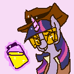 Size: 150x150 | Tagged: safe, artist:leekeybeth, twilight sparkle, g4, jar, jarate, pee in container, pixel art, sniper, sniper (tf2), team fortress 2, twilight sniper, urine