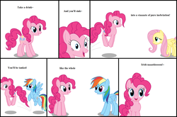 Size: 1600x1058 | Tagged: safe, fluttershy, pinkie pie, rainbow dash, g4, comedy, comic