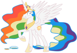 Size: 1600x1092 | Tagged: safe, artist:vunlinur, princess celestia, alicorn, pony, g4, dyed mane, female, liquid rainbow, mare, simple background, solo, transparent background, vector