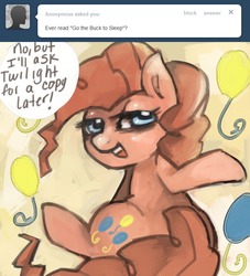 Size: 663x730 | Tagged: dead source, safe, artist:dhui, pinkie pie, earth pony, pony, ask tired pie, g4, female, solo