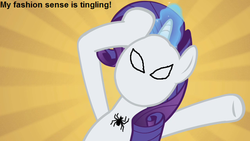 Size: 640x360 | Tagged: safe, edit, rarity, pony, g4, male, solo, spider-man
