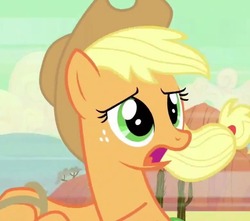 Size: 521x461 | Tagged: safe, screencap, applejack, earth pony, pony, g4, my little pony: friendship is magic, the last roundup, female, solo