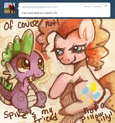 Size: 676x720 | Tagged: dead source, safe, artist:dhui, pinkie pie, spike, ask tired pie, g4