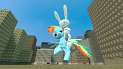 Size: 1280x720 | Tagged: safe, artist:maxthelagomorph, rainbow dash, g4, crossover, female, gmod, max (sam and max), sam and max