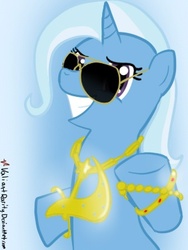 Size: 300x400 | Tagged: dead source, safe, artist:valiantrarity, trixie, pony, unicorn, g4, bling, female, gangsta, mare, solo, sunglasses, swag