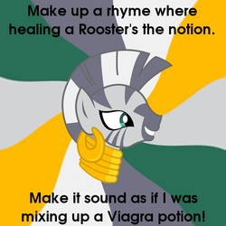 Size: 600x600 | Tagged: safe, zecora, zebra, g4, advice meme, image macro, innuendo, meme