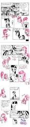Size: 1229x5250 | Tagged: safe, artist:smellslikebeer, pinkie pie, twilight sparkle, g4, black and white, comic, duo, grayscale, ink, monochrome, partial color, traditional art, uplifting