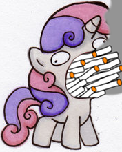 Size: 177x220 | Tagged: safe, sweetie belle, pony, unicorn, g4, cigarette, crossing the memes, exploitable meme, female, filly, gentlemen, meme, memeception, smoking, solo, sweetie derelle, tobacco