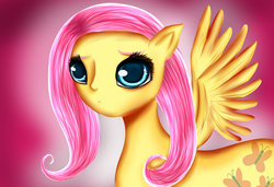 Size: 900x614 | Tagged: safe, artist:rosataciti, fluttershy, pegasus, pony, g4, female, gradient background, looking at you, mare, solo