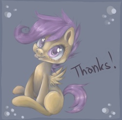 Size: 658x646 | Tagged: safe, artist:coffeechicken, scootaloo, pegasus, pony, g4, cute, cutealoo, filly, sitting, solo, tongue out