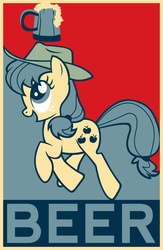 Size: 2600x3993 | Tagged: safe, applejack, pony, g4, beer, female, high res, hope poster, poster, propaganda, shepard fairey, solo
