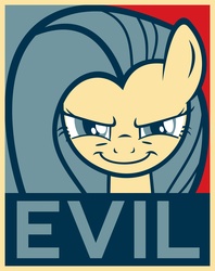 Size: 5385x6813 | Tagged: safe, fluttershy, g4, absurd resolution, evil, hope poster, out of character, poster, propaganda, shepard fairey