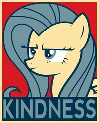 Size: 2118x2645 | Tagged: safe, fluttershy, g4, element of kindness, high res, hope poster, kindness, poster, propaganda, shepard fairey