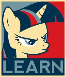 Size: 3358x3889 | Tagged: safe, twilight sparkle, g4, high res, hope poster, learn, poster, propaganda, twilight learns