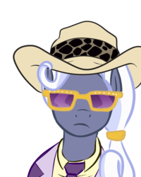 Size: 800x1000 | Tagged: safe, artist:tentacuddles, hoity toity, semi-anthro, g4, a pimp named slickback, clothes, costume, hat, male, pimp, solo, sunglasses, the boondocks