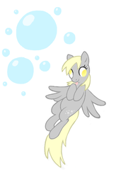 Size: 480x640 | Tagged: safe, artist:caffeinerabbit, derpy hooves, pegasus, pony, g4, bubble, female, mare, solo, tongue out