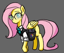 Size: 600x500 | Tagged: safe, artist:moronsonofboron, fluttershy, g4, adorkable, clothes, cute, cyberpunk, dork, glasses, hmd, necktie