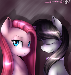 Size: 2823x3000 | Tagged: safe, artist:spittfireart, octavia melody, pinkie pie, pony, g4, duo, high res, pinkamena diane pie