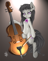 Size: 701x900 | Tagged: safe, artist:tt-n, octavia melody, earth pony, semi-anthro, g4, bow (instrument), cello, female, mare, musical instrument, solo