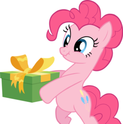 Size: 6000x6042 | Tagged: safe, artist:psychoanalyticbrony, pinkie pie, earth pony, pony, a friend in deed, g4, season 2, .svg available, absurd resolution, belly, bipedal, cute, diapinkes, female, hind legs, mare, present, scrunchy face, seems legit, simple background, solo, transparent background, vector