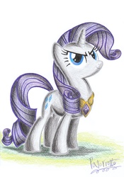 Size: 1627x2327 | Tagged: safe, artist:patoriotto, rarity, pony, g4, element of generosity, pixiv, solo, traditional art