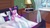 Size: 1360x768 | Tagged: safe, artist:alexmakovsky, twilight sparkle, pony, unicorn, g4, bed, bedroom, bloodshot eyes, female, flip clock, groundhog day, mare, morning ponies, music notes, parody, pillow, ponified, ponified scene, solo, unicorn twilight, window