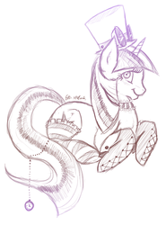 Size: 456x615 | Tagged: safe, artist:lunar-sugar, twilight sparkle, g4, boots, clothes, hat, steampunk, stockings, top hat