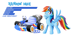 Size: 2362x1181 | Tagged: safe, artist:blue-paint-sea, rainbow dash, g4, kart stats, mario kart, parody, ponykart