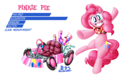 Size: 2244x1362 | Tagged: safe, artist:blue-paint-sea, pinkie pie, g4, kart stats, mario kart, parody, ponykart